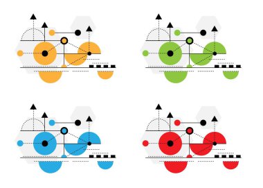 Soyut Geometrik Şekiller Çizgi Çizgisi Sanat Tasarımı Elementi Farklı Renkler. Grafik tasarım elemanları ve kaynak vektör sanatı
