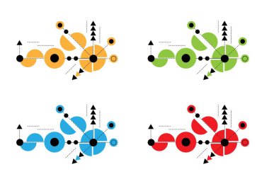 Farklı Çember Üçgen Şekiller Çizgi Sanat Tasarımı Elementi Renkli. Grafik tasarım elemanları ve kaynak vektör sanatı