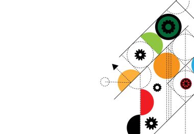 Metin için soyut Satır Sanat Dairesel Şekilleri Renkli Arkaplan Mekanı. Grafik tasarım elemanları ve kaynak vektör sanatı