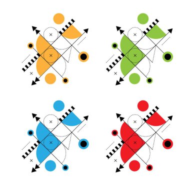 Soyut Çizgi Sanat Meydanı ve Dairesel Şekiller Taslak Elementi. Grafik tasarım elemanları ve kaynak vektör sanatı