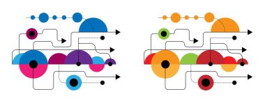 Soyut Teknoloji ve Elektrik Bağlantıları Sanat Elementi Renkli. Grafik tasarım elemanları ve kaynak vektör sanatı