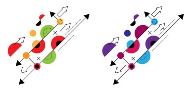 Basit Yarım Çember Çizgi Sanat Web Tasarım Elemanı Renkli Seti. Grafik tasarım web kaynakları vektör sanatı