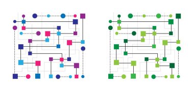 Soyut Meydan ve Çizgi Sanatı Şekilleri Arkaplan Farklı Renkler Ayarları. Grafiksel tasarım geometrik elementler ve kaynak vektörü