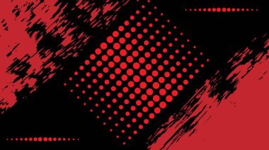 Grunge Paint Lekeleri ve Yarıtonlama Etkisi Endüstriyel Arkaplan Kırmızısı. Grafik tasarım elemanları ve kaynak vektör sanatı