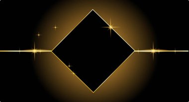 Metin için Parlak Elementler Yeri ile Siyah üzerine kare altın çerçeve. Grafik tasarım elemanları ve kaynak vektör sanatı