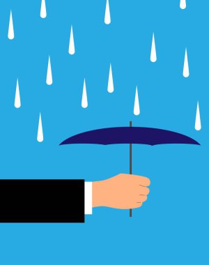 Yağmur Altında Şemsiye 'yle el ele tutuşun. İş koruma fikri, kötü hava ve yağmurlu gün