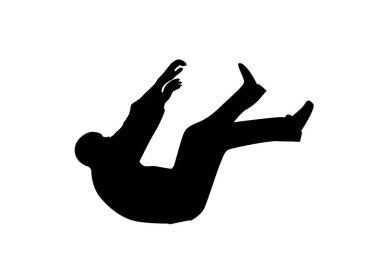 Beyazın üstüne düşen iş adamının silueti. İş vektör sanatında insanlar ve tehlikeli durumlar