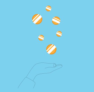 El Hattı Sanatına Bozuk Paralar Düşüyor. Para ve para kazanma vektör sanatı