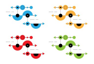 Basit Gear Daireleri ve Yarıçember Çizgisi Sanat Teknolojisi Elemanı Renkli. Grafik tasarım elemanları ve kaynak vektör sanatı