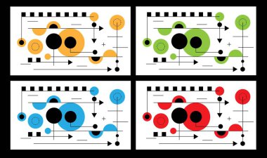 Geometrik Şekil Çember Üçgen ve Çizgi Gibi Soyut Teknoloji Arkaplanı. Grafik tasarım elemanları ve kaynak vektör sanatı