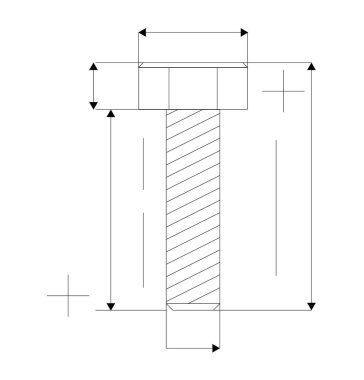 Endüstriyel Sanat Mimarisi, Beyaz 'a Bağlı Cıvata Projesi. Kaynak işi konsept sanatı için sanayi ve metal detay çizimi