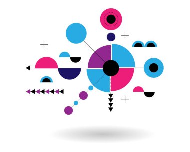 Soyut Teknolojik Tasarım Parçacıkları Hi Tech Fütürist Renkli. Grafik tasarım elemanları ve kaynak vektör sanatı