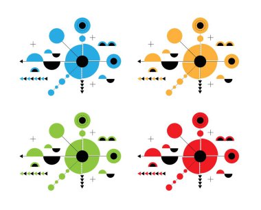 Soyut Teknolojik Tasarım Parçacıkları Hi Tech Fütüristik Farklı Renkler. Grafik tasarım elemanları ve kaynak vektör sanatı