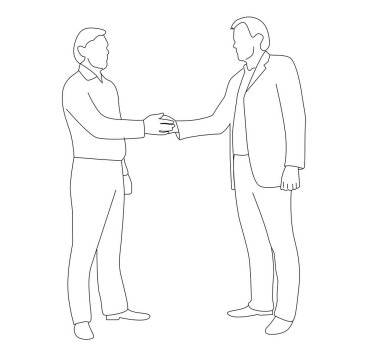 İki İş Adamı El sıkışma Sanatı İzole Edildi. İnsanlar beyaz yakalı işçiler ve vektör sanatındaki faaliyetler