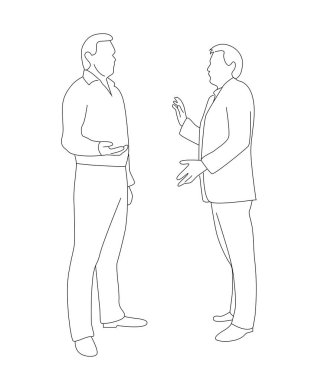 İki İş Adamı Konuşma Hattı Beyaz 'da izole edildi. İnsanlar beyaz yakalı işçiler ve vektör sanatındaki faaliyetler