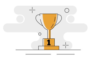 Kupa Ganimet Hattını Beyazlar Arasında İzole Edilmiş Sanat Tarzı. Bir spor veya entelektüel rekabet vektör sanatında zafer