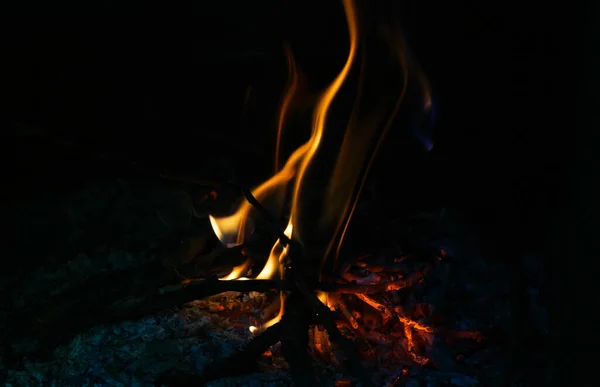 Égő Tűz Tűz Kandallóban — Stock Fotó