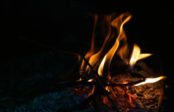 Μια Φωτιά Που Καίει Μια Φωτιά Που Καίει Στην Εστία — Φωτογραφία Αρχείου