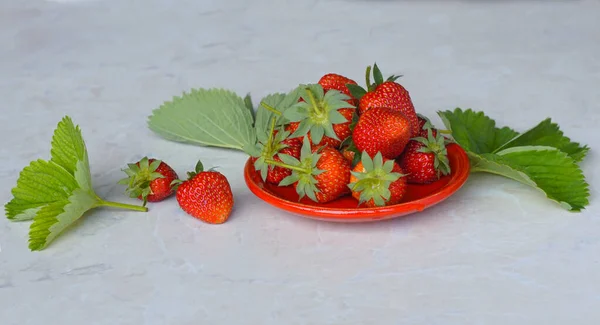 Strawberries Bowl Ripe Strawberries White Background — Stock Photo, Image
