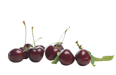 Beyaz arka planda kırmızı kirazlar var.