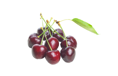 Beyaz arka planda kırmızı kirazlar var.