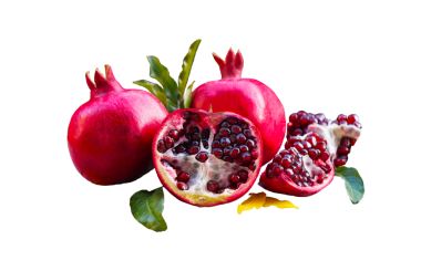 Beyaz arkaplanda kırmızı nar kes