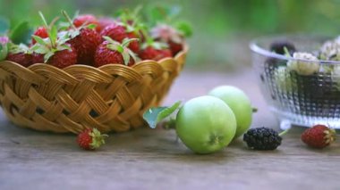 Doğanın kucağında çilek, dut ve diğer meyveler