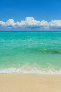 Meksika 'daki Karayip sahillerinde köpüklü dalgalar