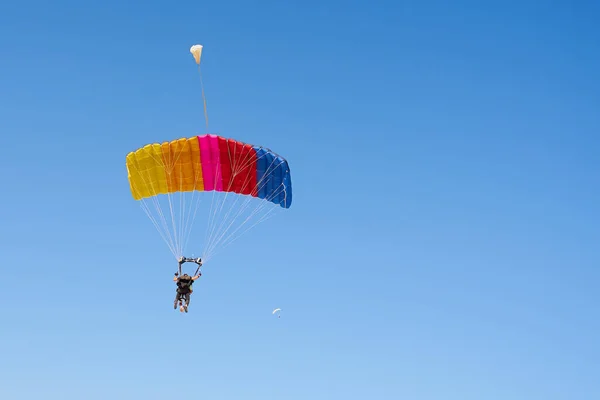 Colorful Parachute Clear Blue Sky — Stock Photo, Image