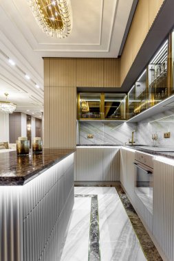 Lüks Mutfak Tasarımı. İtalyan mermeri ve granit tezgah