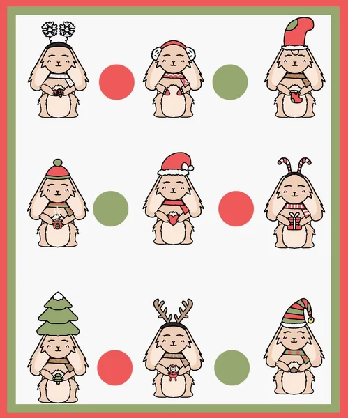 Set Christmas Icons New Year Illustrations Rabbit — Stock Photo, Image