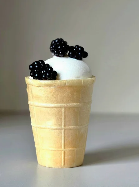 배경에 베리와 아이스크림 사나디 아이스크림 클로즈업 — 스톡 사진