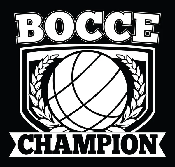 Bocce Şampiyonu Rozet Amblemi İllüstrasyonu. T-Shirt Tasarım Vektörü