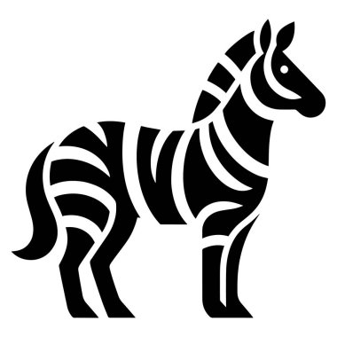 Zebra beyaz arka planda tek başına duruyor. Zebra simgesi