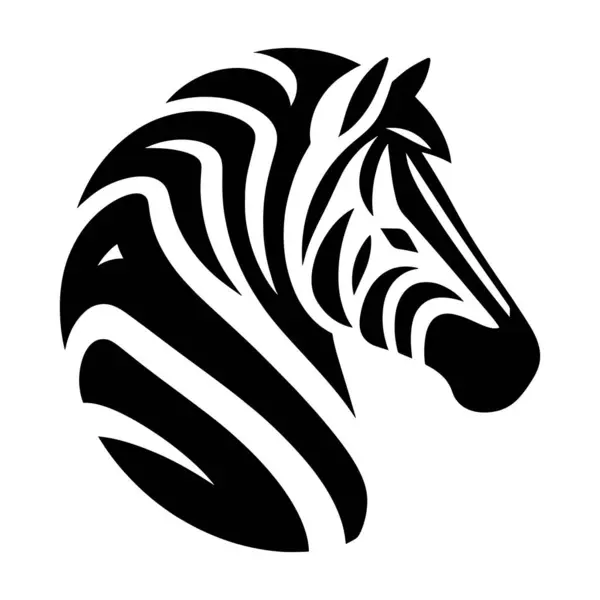 Zebra başlı logo vektör çizimi. Ön manzara silueti Afrika zebrası.