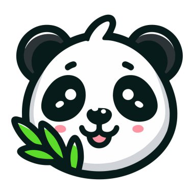 Tatlı Panda Çizgi Filminin Düz Simge Vektörü Bambu Karakteri.