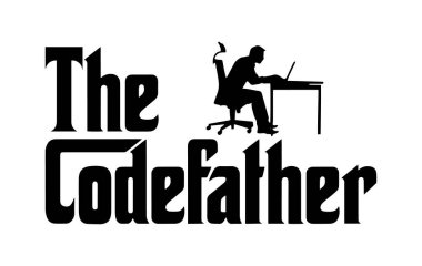 Kod babası. Komik programcı tişörtü tasarımı.