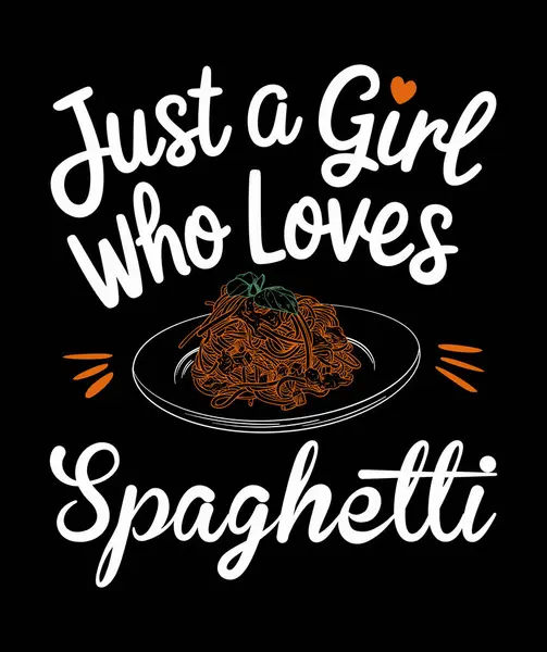 Sadece spagettiyi seven bir kız. Hazır vektörü yazdır.