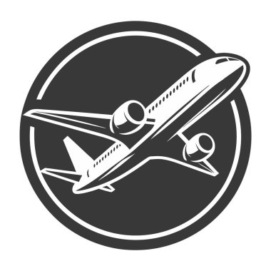 Uçak logosu. Uçak dairesi logosu. Uçak logo vektörü.