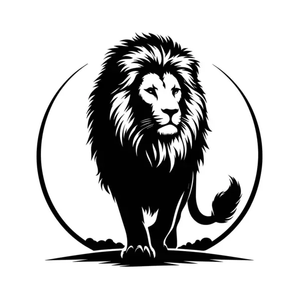 Aslan Silueti çizimi beyaz arka planda izole edildi. Aslan minimalist vektör çizgisi çizimi.