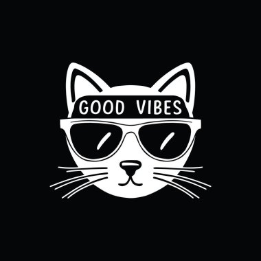 Güneş gözlüğü taşıyıcı illüstrasyon takan sevimli bir kedi..