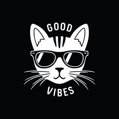 Güneş gözlüğü taşıyıcı illüstrasyon takan sevimli bir kedi..