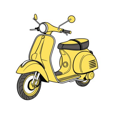 Beyaz Arkaplanda Sarı Vintage Scooter