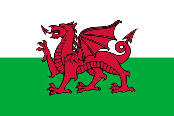 公式カラーデザインのウェールズ国旗ベクトルイラスト — ストックベクタ