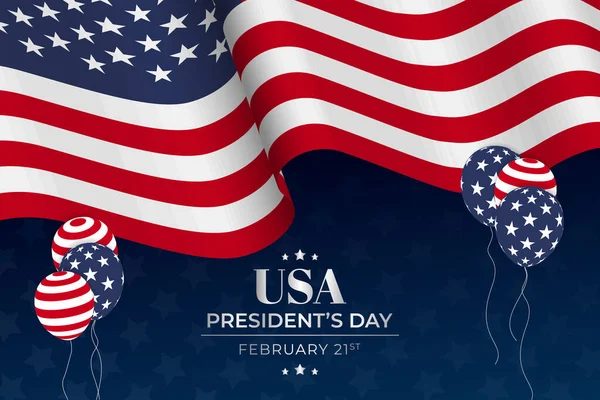 アメリカ大統領の日2月21日旗を振って横方向のバナーイラスト — ストックベクタ