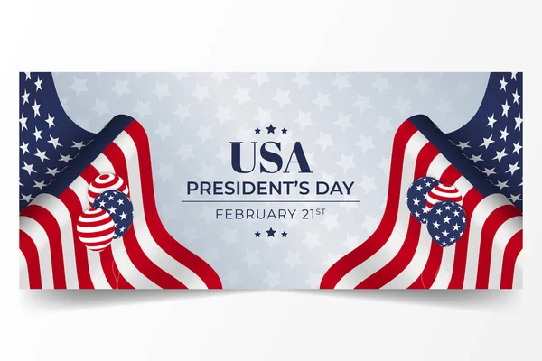 米国大統領の日2月21日旗を振って横方向のバナーイラスト — ストックベクタ