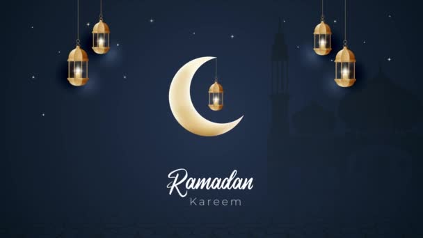 Επερχόμενη Νυχτερινή Απεικόνιση Του Ραμαζανιού Καρίμ — Αρχείο Βίντεο