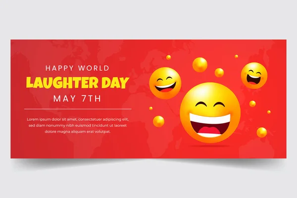 Happy World Laughter Day May 7Th Horizontal Banner Emoticons Illustration — Archivo Imágenes Vectoriales