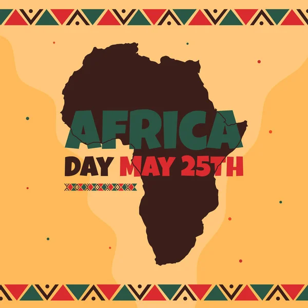 Día África Mayo Banner Con Mapa Patrón Africano Ilustración — Archivo Imágenes Vectoriales