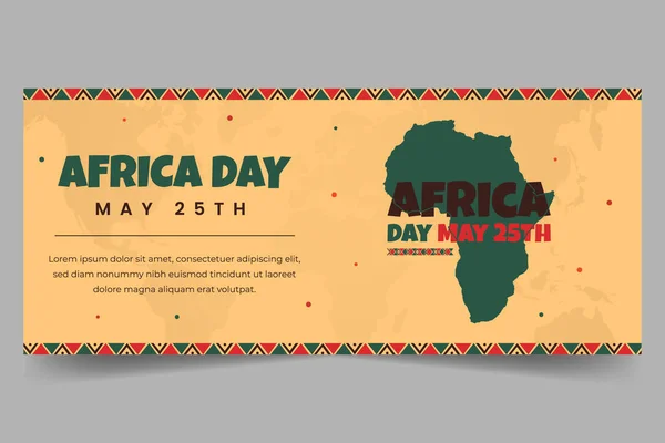 Día África Mayo Pancarta Horizontal Volante Con Mapa Patrón Africano — Archivo Imágenes Vectoriales